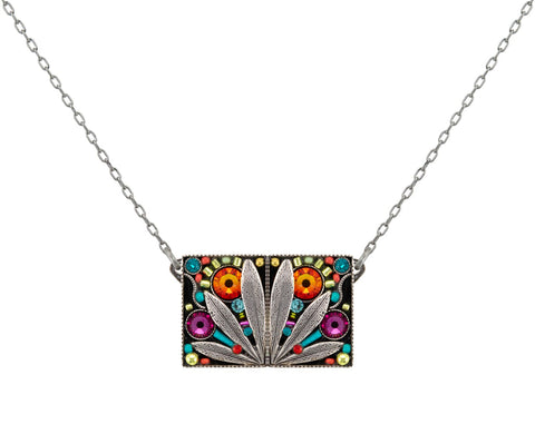 9006-MC Botanical Square Leaf Pendant-Multicolor