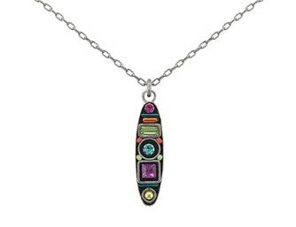 9021-MC Geometric Pendant Long Oval-Multicolor