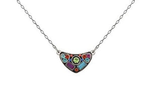 9026-MC Geometric Petite Triagle Necklace-Multicolor