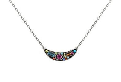 9027-MC Geometric Miniature Necklace-Multicolor