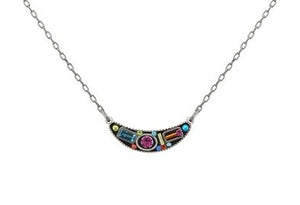 9027-MC Geometric Miniature Necklace-Multicolor