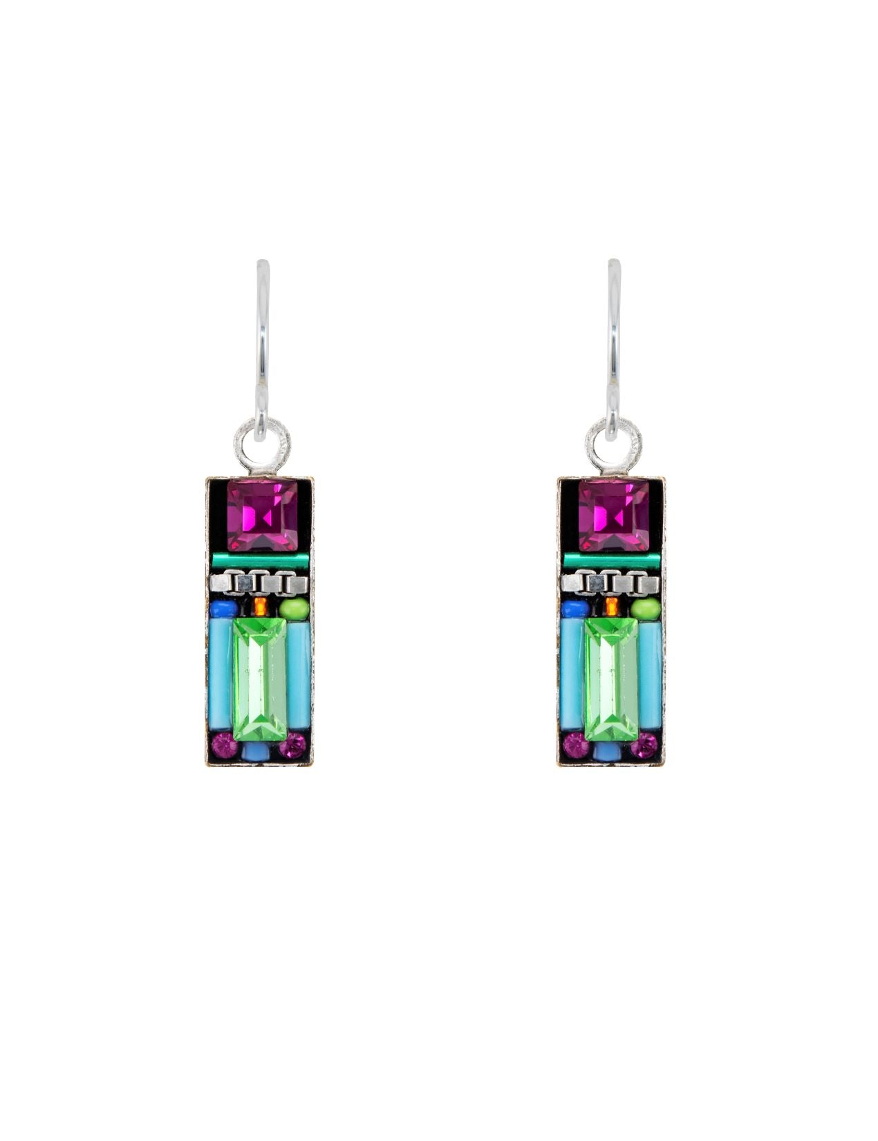 E101-MC Milano Rectangular Earrings-Multicolor