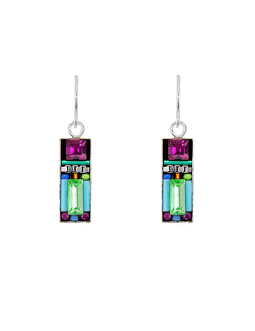 E101-MC Milano Rectangular Earrings-Multicolor