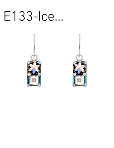 E133-ICE Architecural Star Square Earrings - Ice