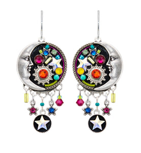 E163-MC Luna Earring w/ Dangles-Multicolor