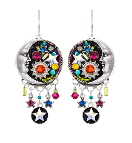 E163-MC Luna Earring w/ Dangles-Multicolor