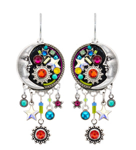 E164-MC Luna Earring w/ Dangles-Multicolor