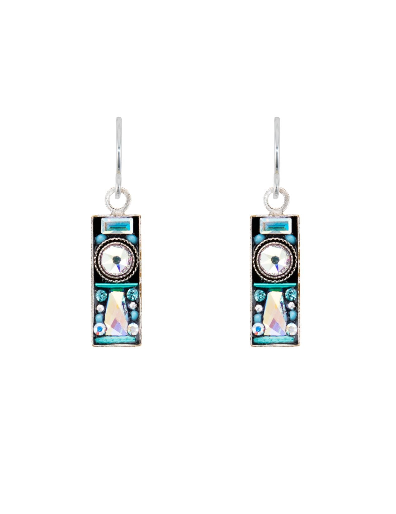 E170-ICE Architectural Rectangle Earrings-Ice