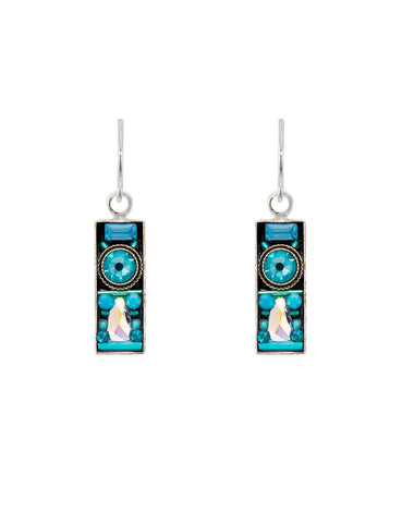 E170-TURQ Architectural Rectangle Earrings-Turquoise