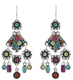 E257-MC Geometric Earrings Elaborate-Multicolor