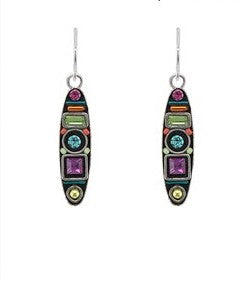 E258-MC Geometric Earrings Long Oval-Multicolor