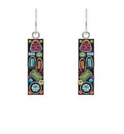 E259-MC Geometric Earrings Long Rectangle-Multicolor