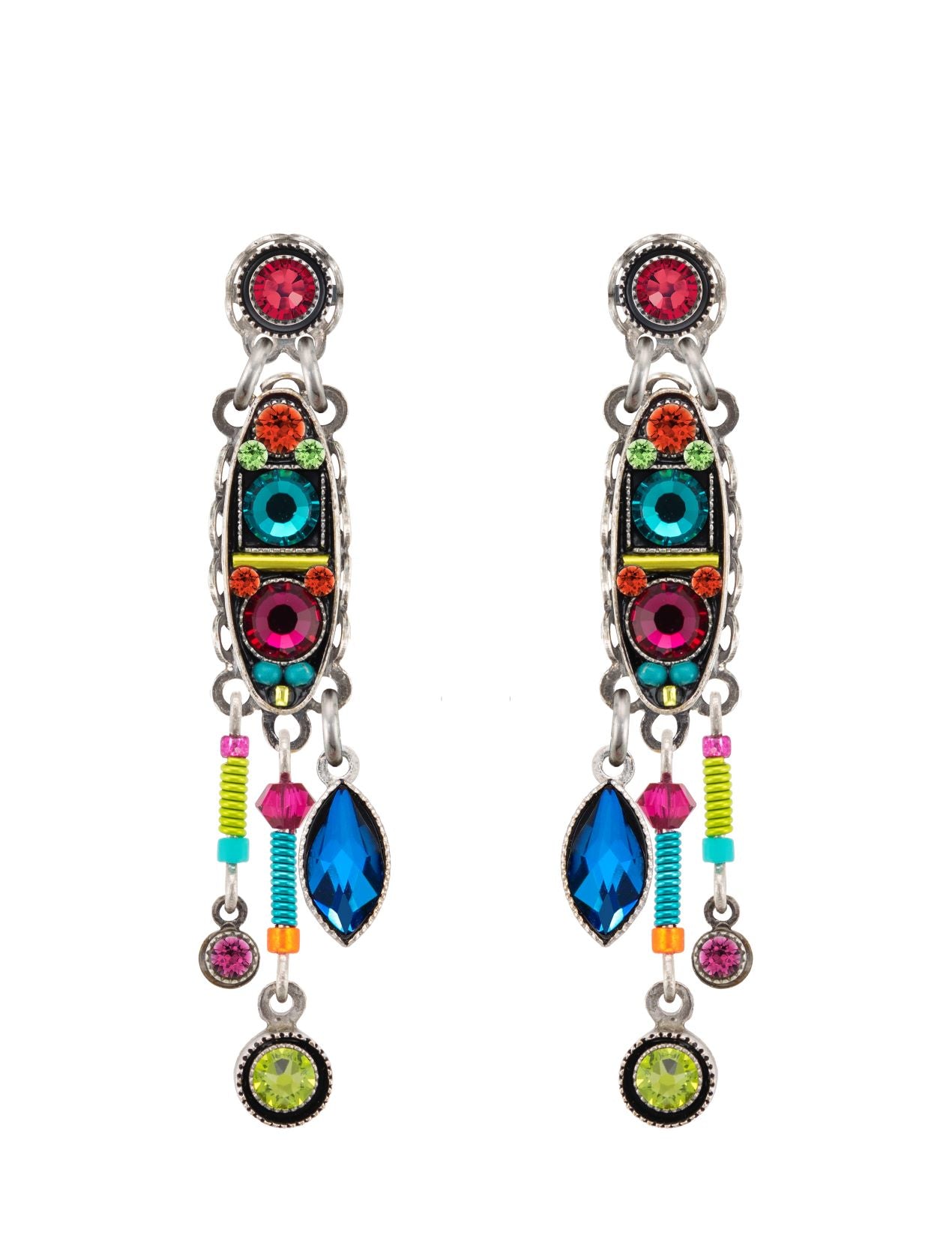 E271P-MC La Dolce Vita Slender Drop Post Earrings-Multicolor