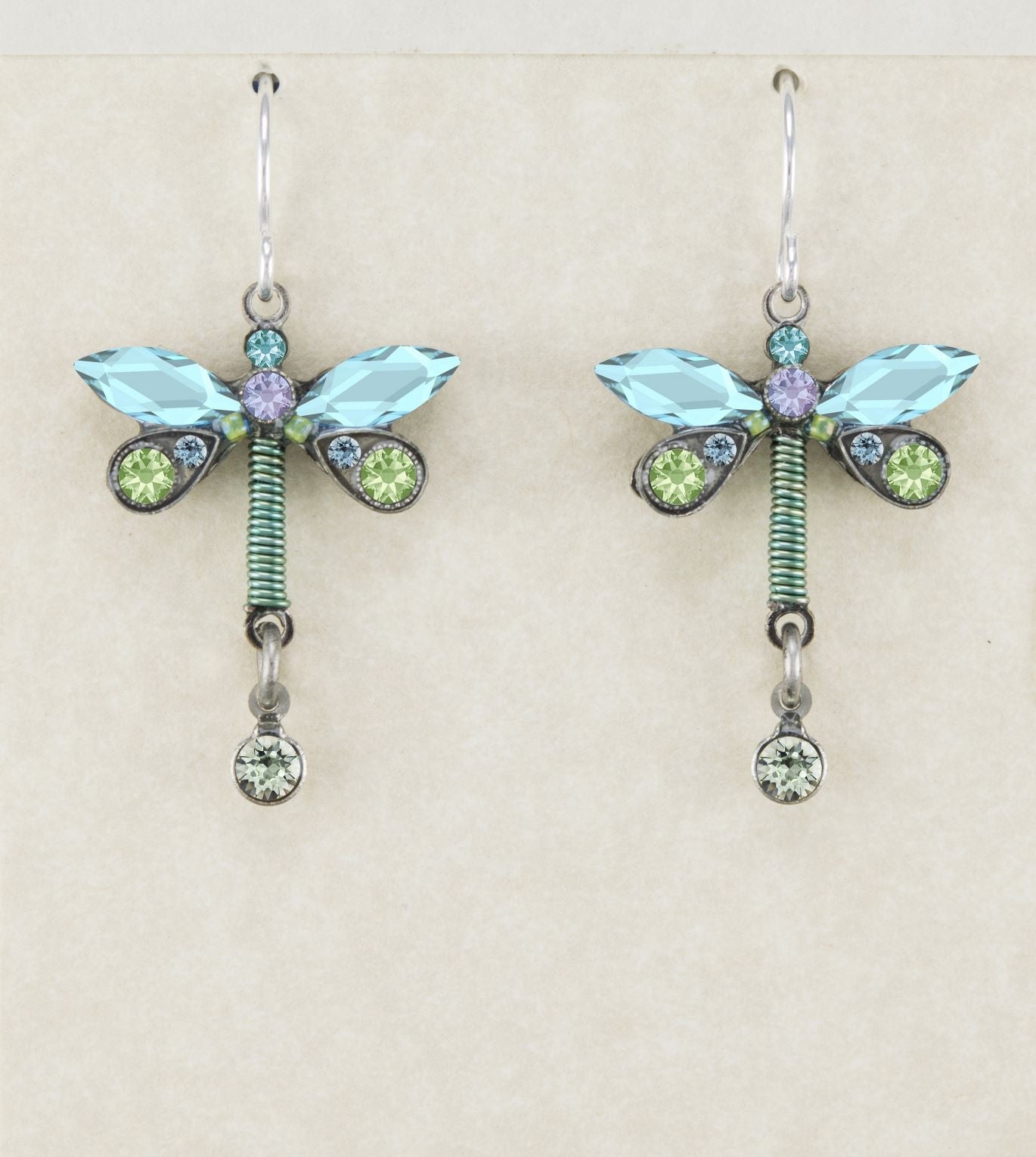 E34-AQ Dragonfly Petite Earrings-Aquamarine