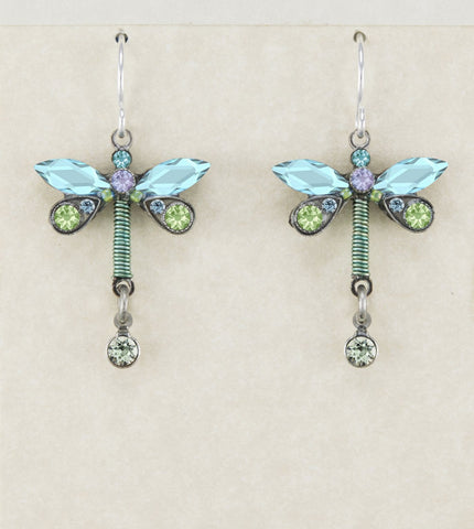 E34-AQ Dragonfly Petite Earrings-Aquamarine