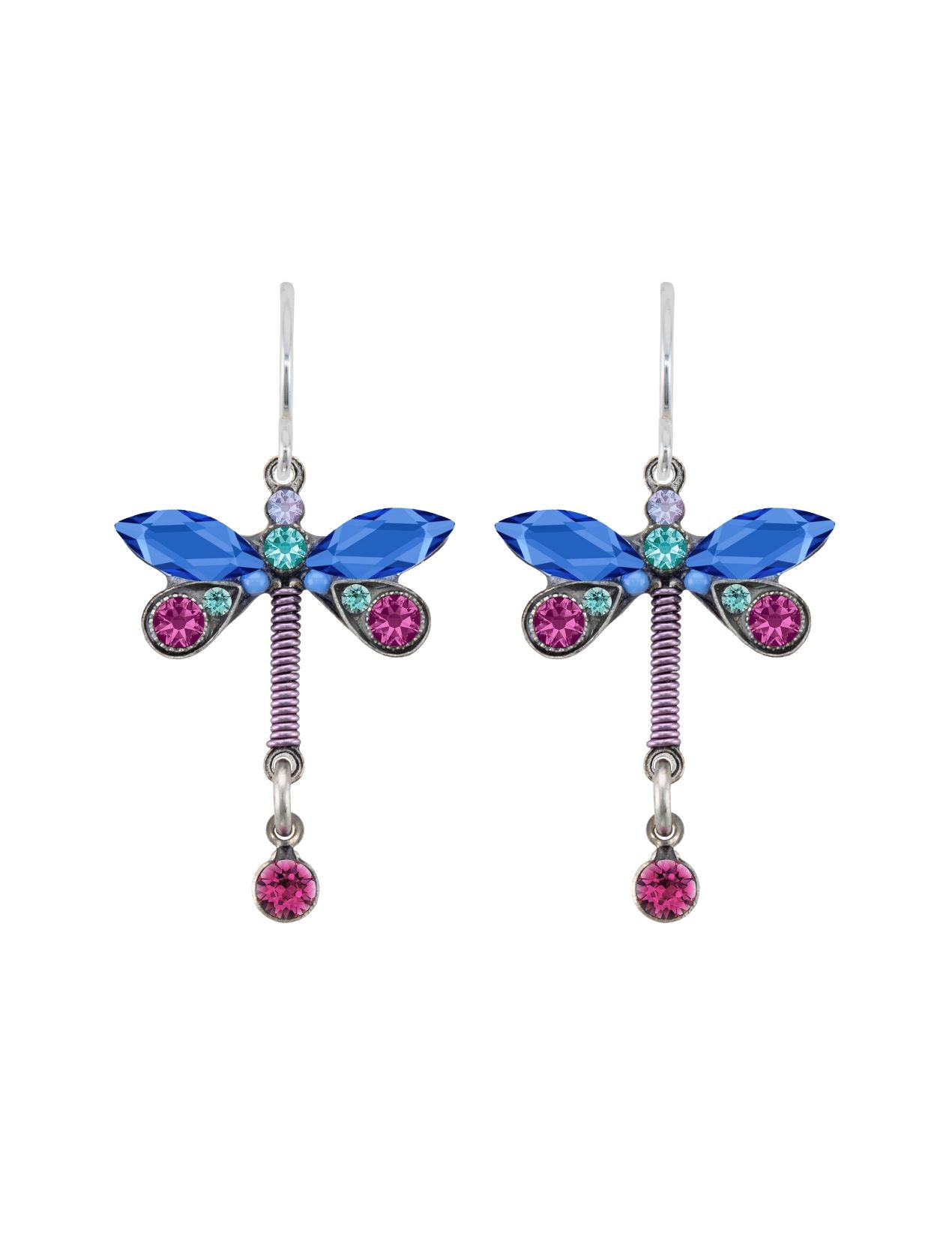 E34-SAP Dragonfly Petite Earrings - Sapphire