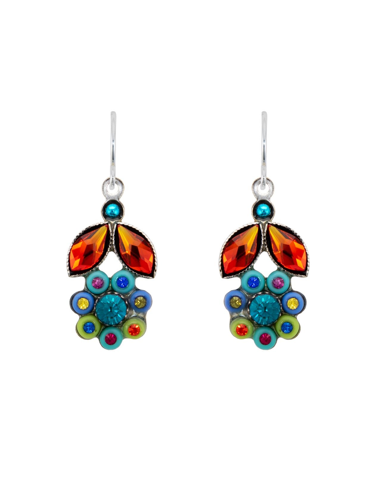 E46-MC Botanical Flower Earrings-Multicolor