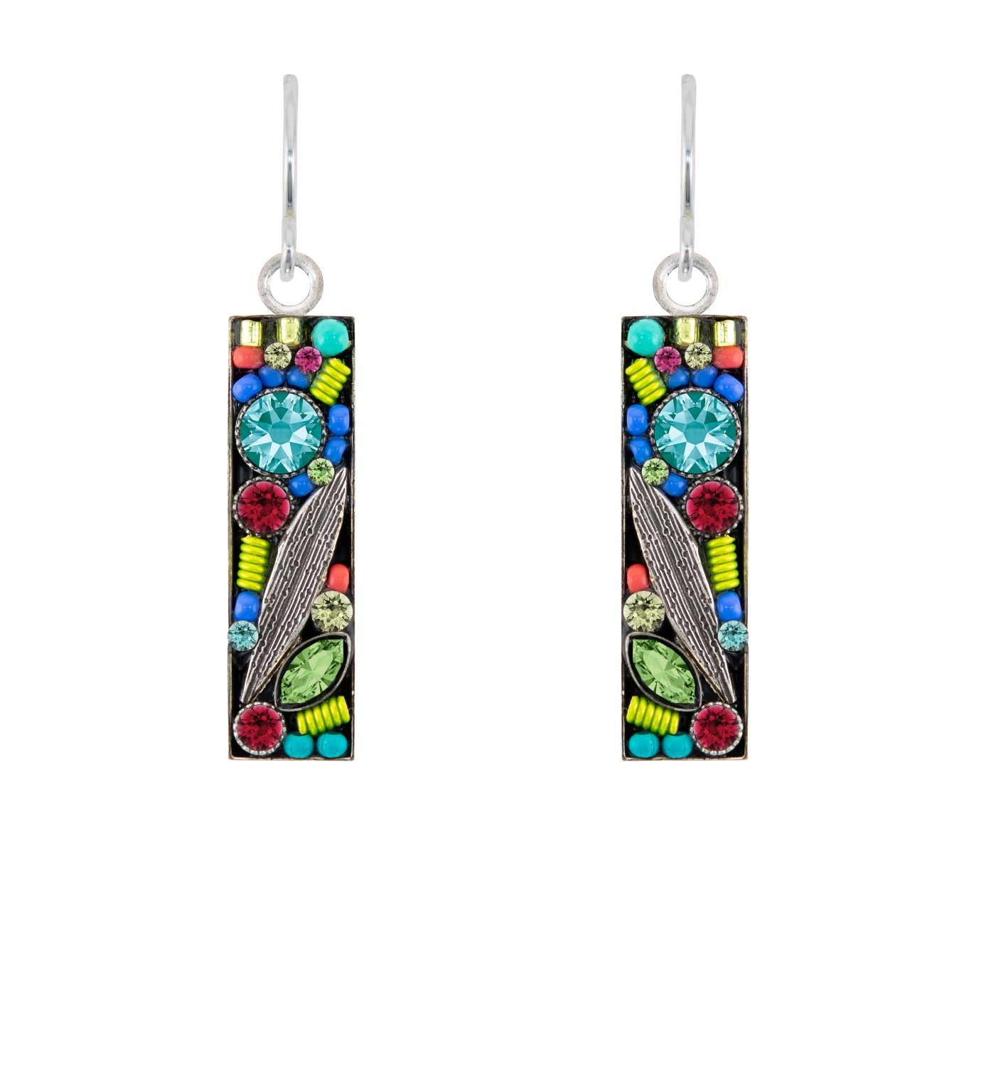 E61-MC Botanical Collection Long Pendant Earrings-Multicolor