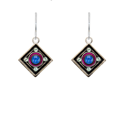 E96-SAP Diamond Drop Earrings - Sapphire