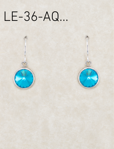 LE36-AQ Limited Edition Sm. Round Rivoli Earrings-Aquamarine