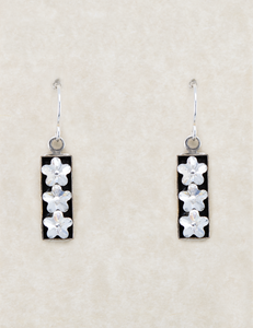 LE46-CRY Limited Edition Rectangle Flower Earrings - Crystal