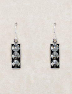 LE47-BD Limited Edition Rectangle Circles Earrings - Black Diamond