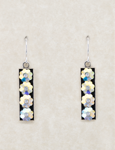 LE48-C A/B Limited Edition Long Rectangle Flower Earrings - Crystal Aurore Boreale