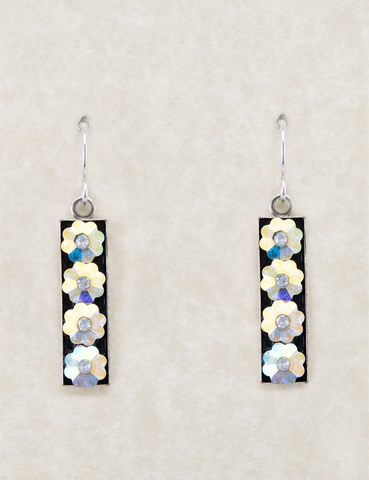 LE48-C A/B Limited Edition Long Rectangle Flower Earrings - Crystal Aurore Boreale