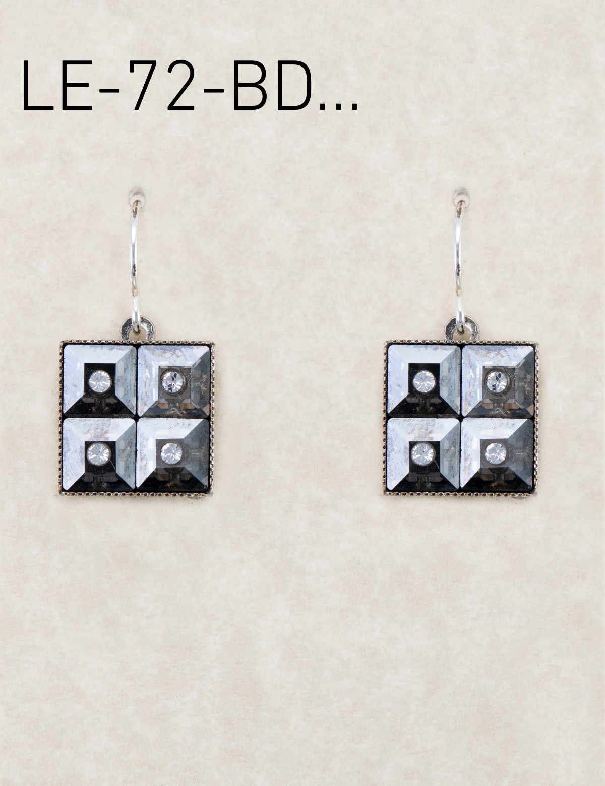 LE72-BD Limited Edition 4 Square Earrings- Black Diamond