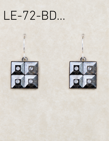 LE72-BD Limited Edition 4 Square Earrings- Black Diamond